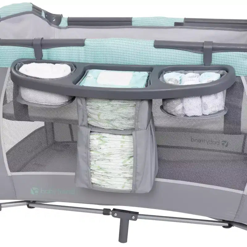 Nursery Center Playard with Rocking Cradle, Bassinet, and Changing Table