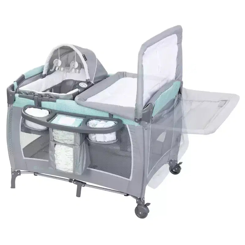 Nursery Center Playard with Rocking Cradle, Bassinet, and Changing Table