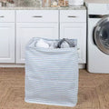 Rectangular Double Sorter with Handles, Blue and White Stripe
