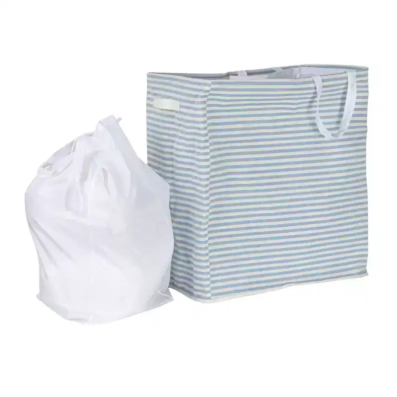 Rectangular Double Sorter with Handles, Blue and White Stripe