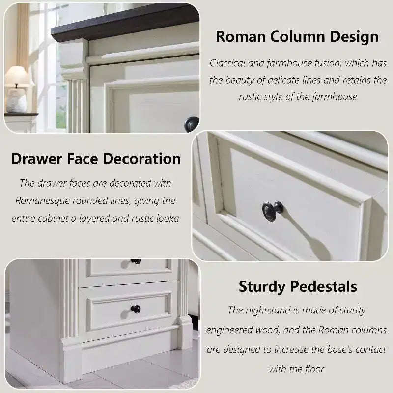 8-Drawer Farmhouse Dresser, 61" Wide with Roman Column Accents