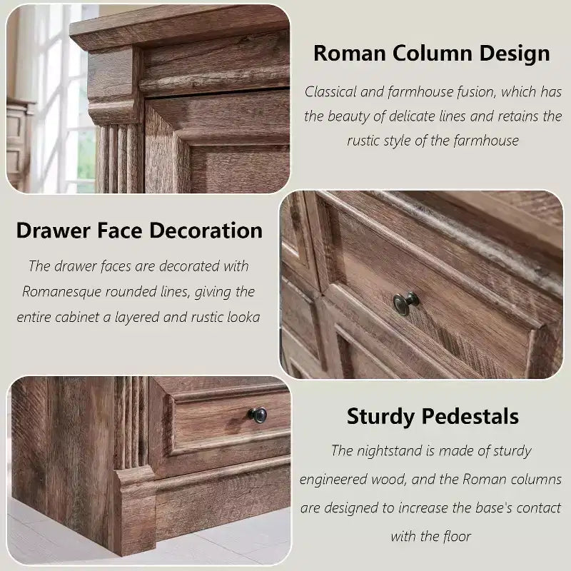 8-Drawer Farmhouse Dresser, 61" Wide with Roman Column Accents