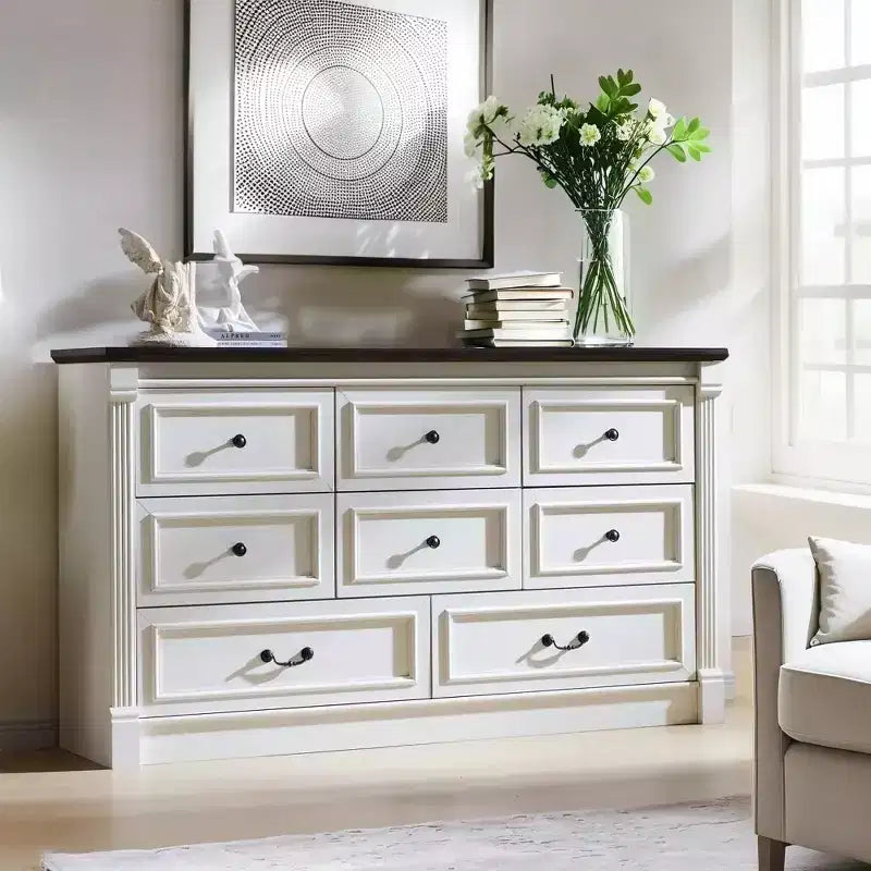 8-Drawer Farmhouse Dresser, 61" Wide with Roman Column Accents