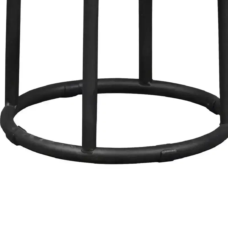 30" Backless Bar Stool, Reclaimed Wood Seat with Iron Frame, Brown/Black